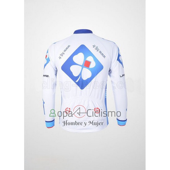Fdj Ropa Ciclismo Culotte Largo 2010 Mangas Largas Blanco y Azur